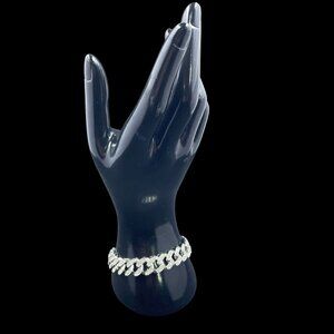 Iced Out Cuban Link Bracelet Hip Hop Streetwear Baddie Bling Size‎ 7.5 Glam